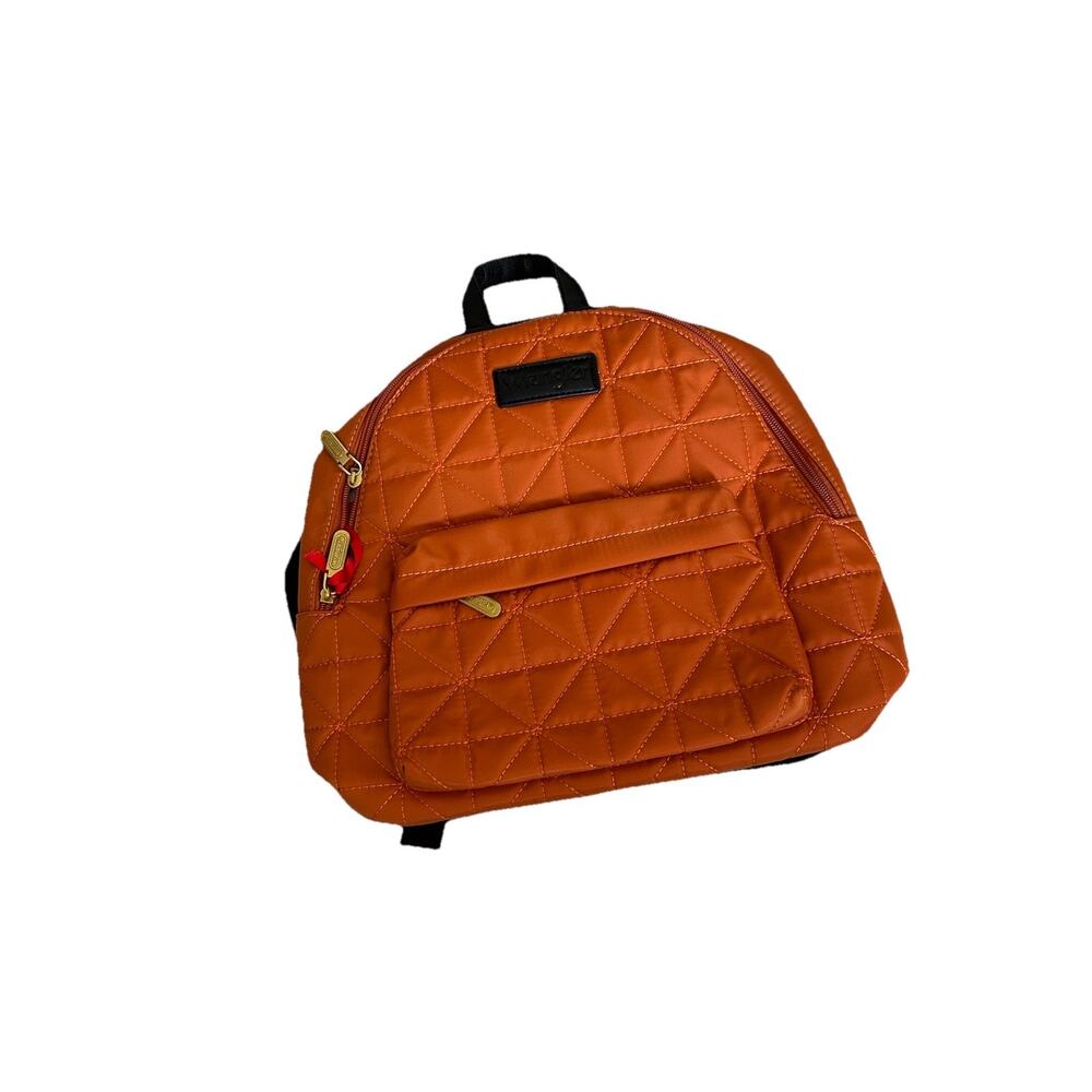 Wrangler Womens Quilted Mini Backpack Burnt Orange Geometric Nylon Daypack New